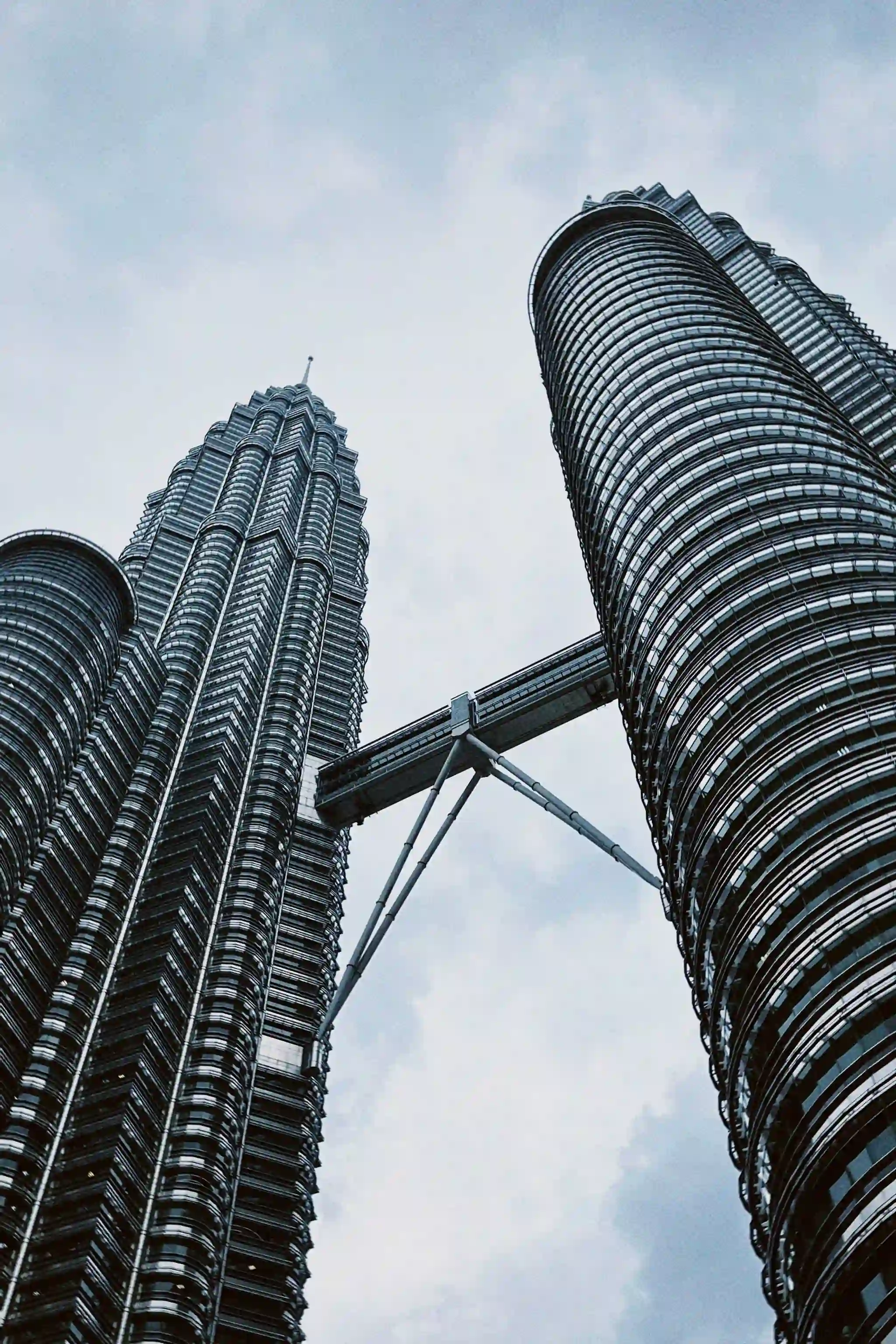 The Petronas Towers in Kuala Lumpur seen from below